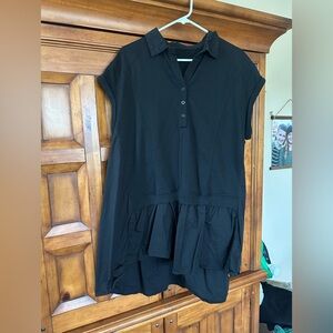 Black Button-Up Tunic Top